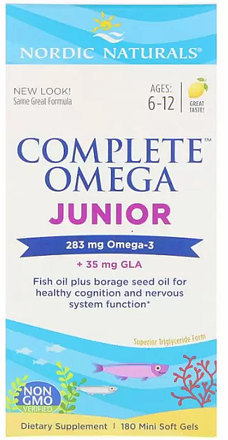 Харчова добавка, лимон 283 мг "Омега-3" - Nordic Naturals Complete Omega Junior — фото N1