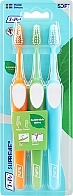 Набор зубных щеток, оранжевая + зеленая + голубая - Tepe Supreme Soft — фото N1