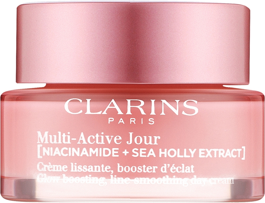 Денний розгладжувальний крем для сяяння шкіри обличчя - Clarins Multi-Active Jour Niacinamide+Sea Holly Extract Glow Boosting Line-Smoothing Day Cream — фото N1