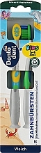 Парфумерія, косметика Дитячі зубні щітки, 2 шт., жовто-блакитна + синьо-зелена - Dontodent Kids
