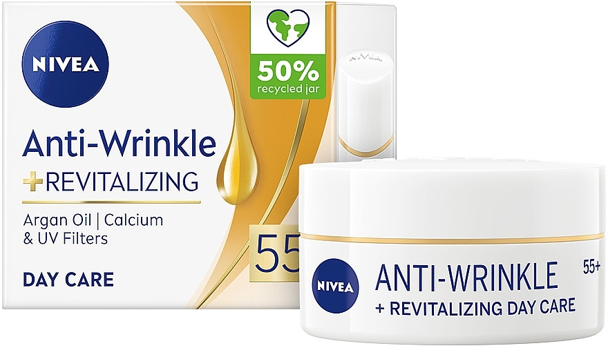 УЦЕНКА Дневной крем для лица против морщин + ревитализация 55+ - NIVEA Anti-Wrinkle + Revitalising Day Cream * — фото N1