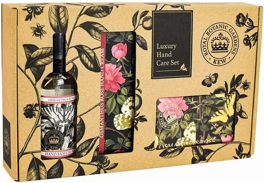 Набір - The English Soap Company Kew Gardens Osmanthus Rose Hand Care Gift Box (soap/240g + h/cr/75ml + san/100ml) — фото N1