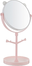 Зеркало двухстороннее, косметическое, настольное на длинной ножке с увеличением 3Х, 15см, розовое - Beauty LUXURY  — фото N1