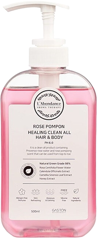 Очищувальний засіб для волосся й тіла - Gaston Rose Pompon Healing Clean All Hair And Body — фото N1