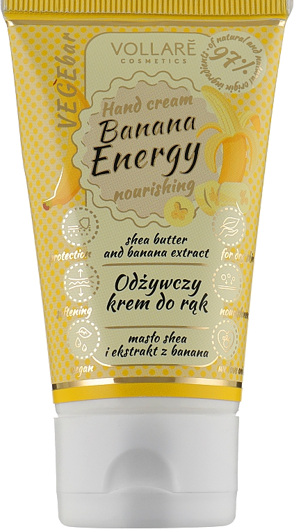Крем для рук живильний "Енергія банана" - Vollare Cosmetics VegeBar Banana Energy Nourishing Hand Cream — фото N1