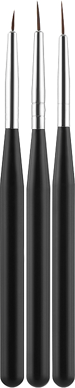 Набор кисточек для дизайна ногтей CS34B, черная ручка, 3 шт - Cosmo Shop
