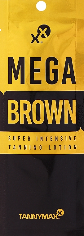 Лосьйон для засмаги в солярії з меланіном, олією ши, тирозином і екстрактом какао - Tannymaxx MegaBrown Super Intensive Tanning Lotion (пробник) — фото N1