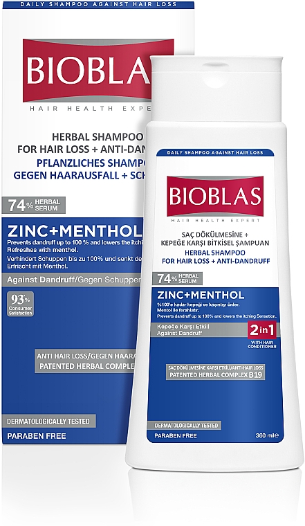 Шампунь проти випадання волосся й лупи - Bioblas Zinc Pyrithione Against Hair Loss And Dandruff Shampoo — фото N1
