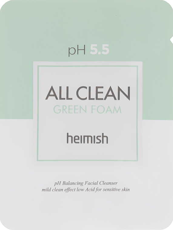 Очищувальна пінка для обличчя - Heimish All Clean Green Foam pH 5.5 (пробник) — фото N1