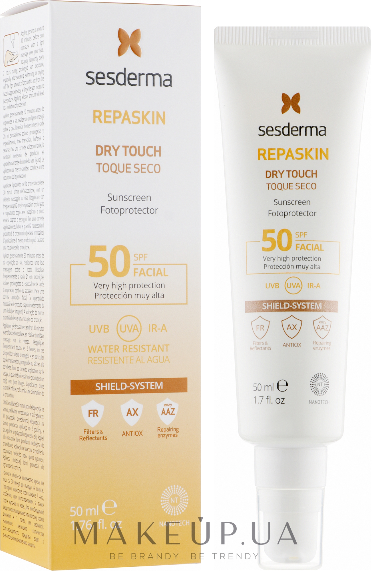 Солнцезащитный крем для лица - SesDerma Laboratories Repaskin Facial Sunscreen Fotoprotector SPF50 — фото 50ml