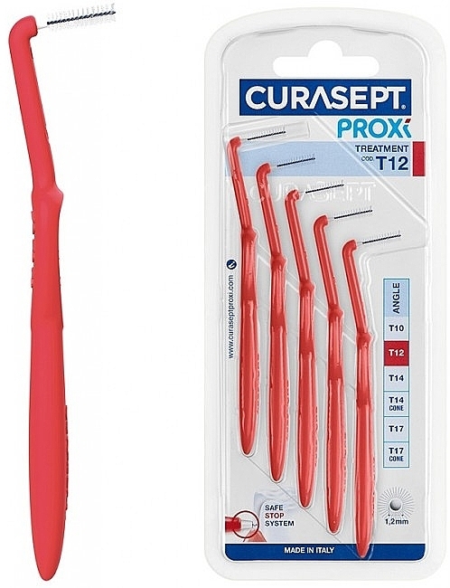 Міжзубні йоржики 1.2 мм, 5 шт., червоні - Curaprox Curasept Proxi Treatment Angle T12 Red — фото N1