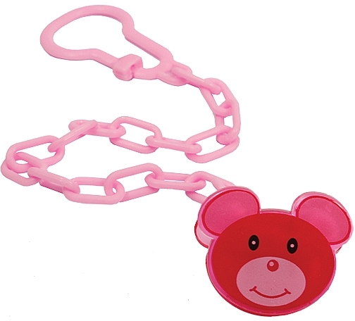 Ланцюжок для пустушки з кліпсою "Мишеня", рожевий - Lindo — фото N1