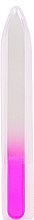 Парфумерія, косметика Скляна пилочка для нігтів, 14 см, біло-рожева - Top Choice