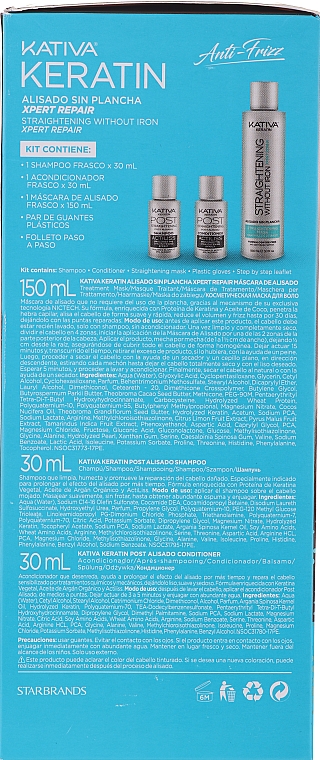 Набор - Kativa Anti-Frizz Straightening Without Iron Xpert Repair (h/mask/150ml + shmp/30ml + h/cond/30ml) — фото N2