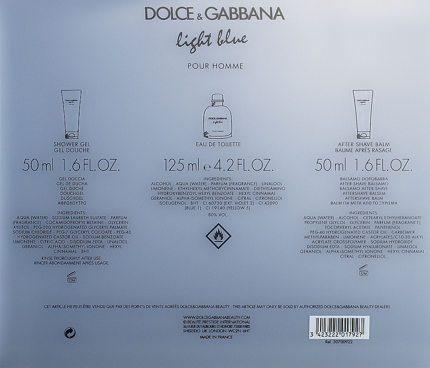 Dolce & Gabbana Light Blue Pour Homme - Набор (edt/125ml + sh/gel/50ml + ash/balm/50ml) — фото N4