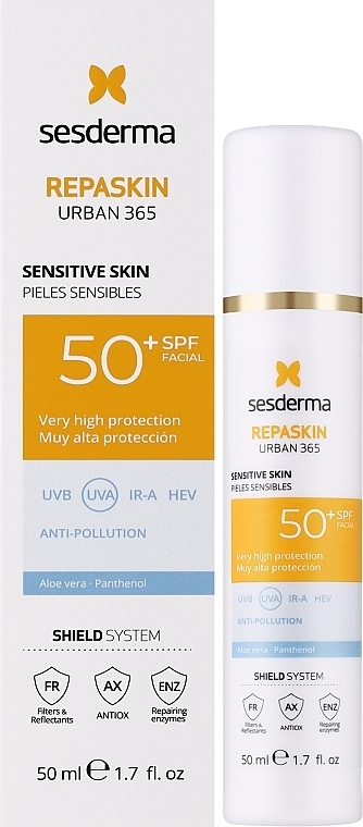 Сонцезахисний крем для чутливої шкіри - Sesderma Repaskin Urban 365 Sensitive Skin SPF50+ — фото N2