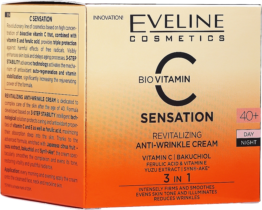 Відновлювальний крем проти зморщок 40+ - Eveline Cosmetics C Sensation Revitalizing Anti-Wrinkle Cream 40+ — фото N1