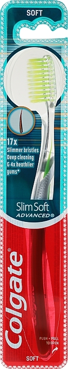 Зубная щетка "Шелковые нити", мягкая, зеленая - Colgate Slim Soft Advanced — фото N2