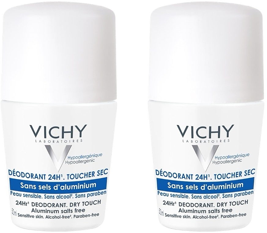 Набор - Vichy 24H Deodorant Without Aluminum Salts Bille (deo/50ml + deo/50ml) — фото N1