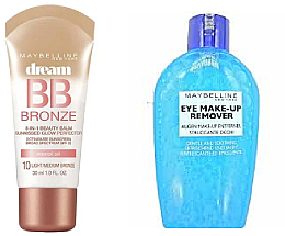 Духи, Парфюмерия, косметика Набор - Maybelline New York Dream Bronze Light Medium (bb/cr/30ml + eye/remover/25ml)