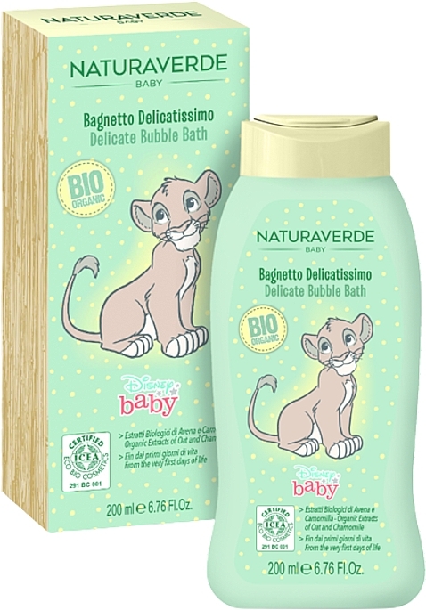 Детская пена для ванны с экстрактом овса и ромашки - Naturaverde Disney Baby Delicate Bubble Bath — фото N1