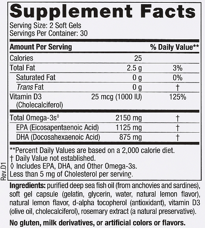 Харчова добавка зі смаком лимона "Омега 2X + вітамін D3", 2150 мг - Nordic Naturals Omega 2X With Vitamin D3 — фото N4