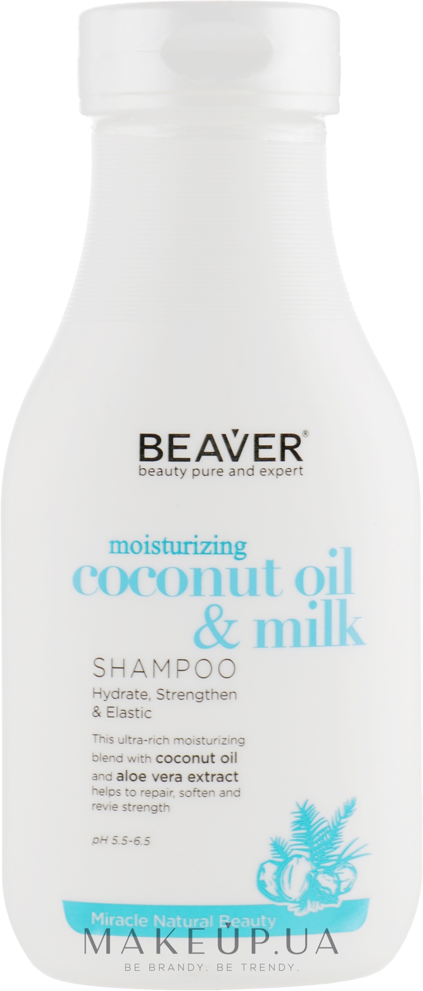 Разглаживающий шампунь для сухих и непослушных волос с кокосовым маслом - Beaver Professional Moisturizing Coconut Oil & Milk Shampoo — фото 60ml