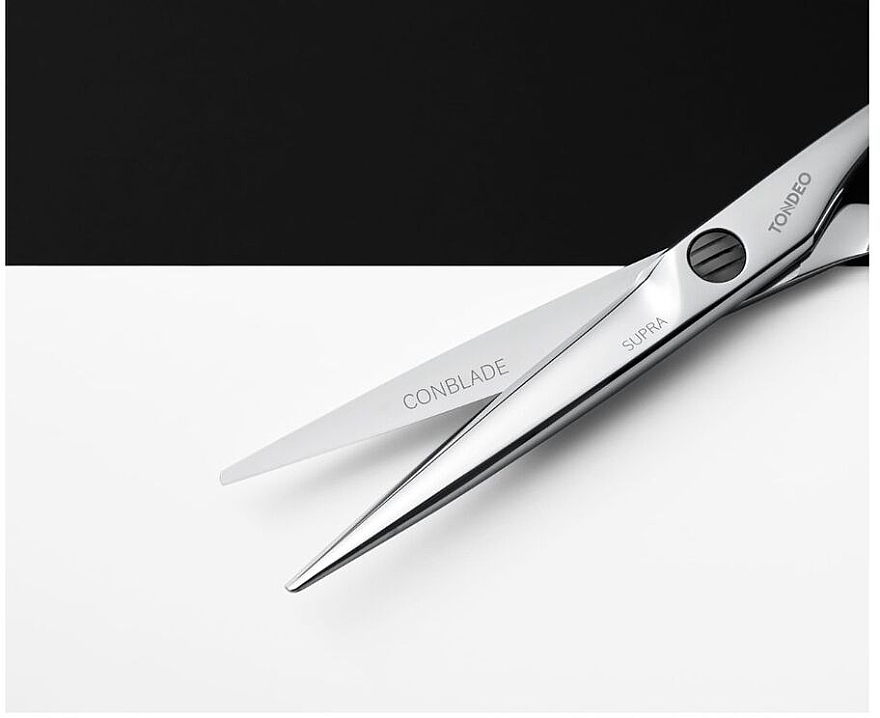 Ножницы парикмахерские прямые S-Line Supra Offset, 15.24 см - Tondeo 6" Black — фото N3
