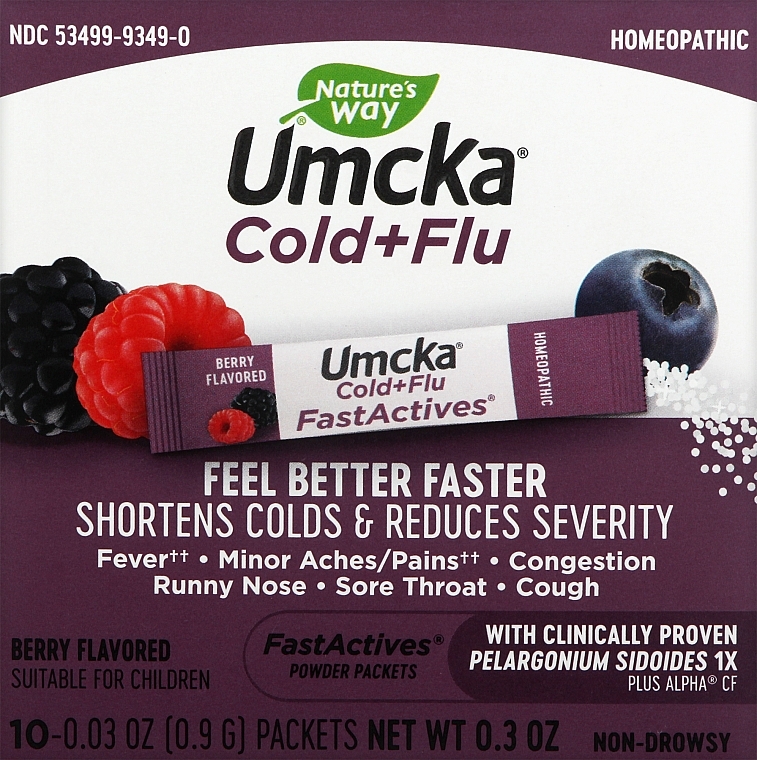 УЦЕНКА Комплекс против простуды "Ягоды" в пакетиках - Nature’s Way Umcka Cold+Flu Relief Berry Flavor * — фото N1