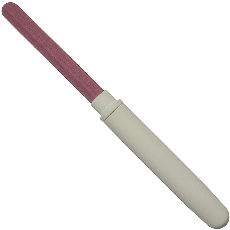 Керамическая пилочка для ногтей в сером кейсе, розовая клипса - Erlinda Solingen NailMaid Ceramic Nail File In Light Grey Case With Clip  — фото N2