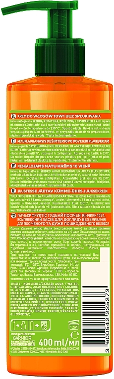 УЦЕНКА Комплексный несмываемый уход "Гудбай секущиеся кончики" 10в1 для поврежденных волос - Garnier Fructis * — фото N2