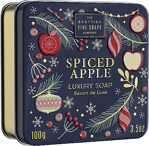 Мыло в металлической коробке - Scottish Fine Soaps Spiced Apple Luxury Soap — фото N1