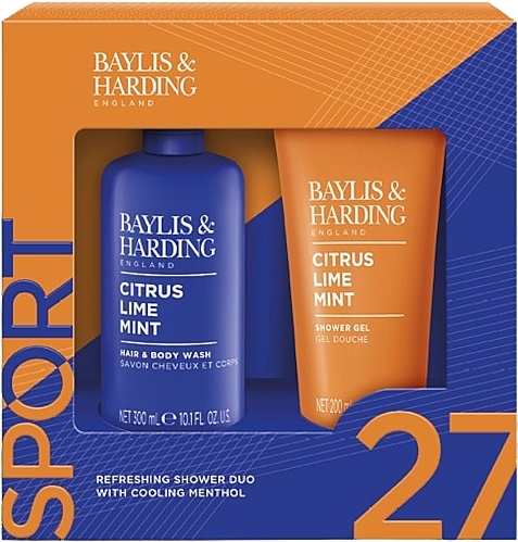 Набір - Baylis & Harding Citrus Lime & Mint Men's Refreshing Shower Duo Gift Set (sh/gel/200ml + shm/300ml) — фото N1