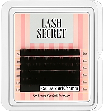 Накладные ресницы, черные, микс, 6 линий (0.07, C, (9,10,11)) - Lash Secret — фото N1