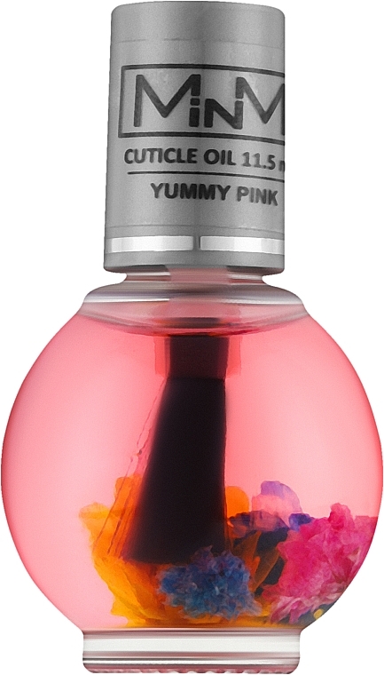 Олія для кутикули з пензлем і сухоцвітом, барбарис - M-in-M Yummy Pink — фото N1