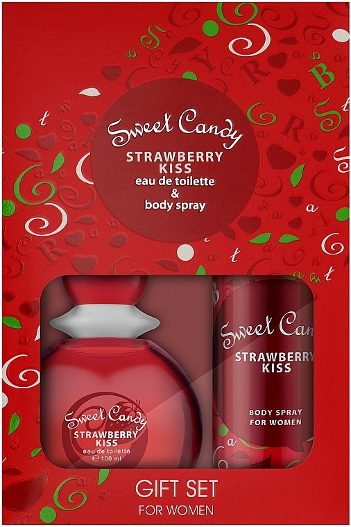 Набор - Jean Marc Sweet Candy Strawberry Kiss (edt/100ml + bod/spr/150ml) — фото N1