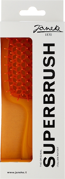 Расческа для волос продувная, желто-оранжевая - Janeke Superbrush Yellow/Orange — фото N2