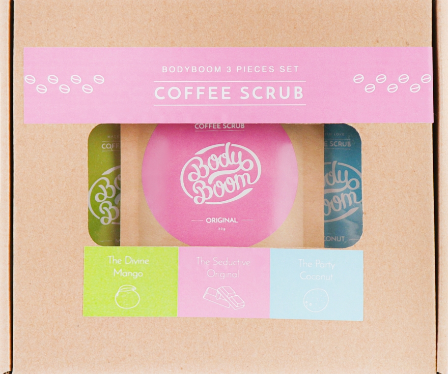 Набор кофейных скрабов для тела - BodyBoom Coffee Scrub (scrub/3x30g) — фото N1