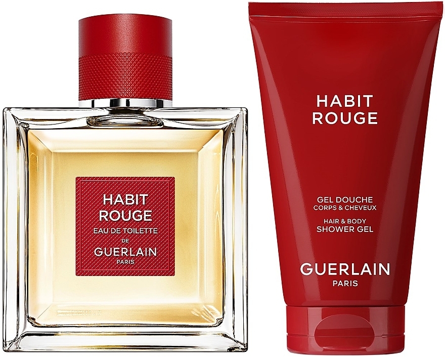 Guerlain Habit Rouge Rouge Prive - Набор (edt/100ml + sh/gel/75ml) — фото N1