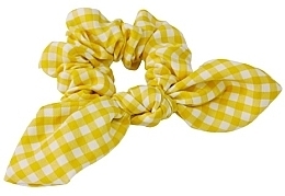Резинка для волос, желтая в клетку с бантом - Lolita Accessories — фото N1