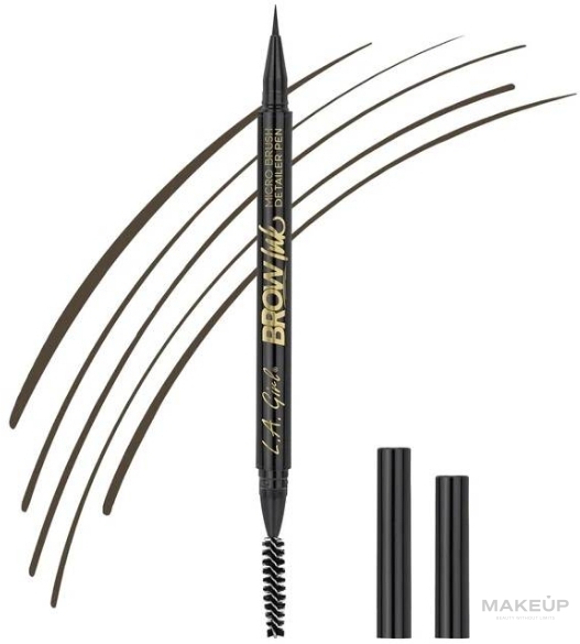 Ручка-карандаш для бровей с микро-кисточкой - L.A. Girl Brow Ink Micro Brush Detailer Pen — фото GBP345 - Soft Brown