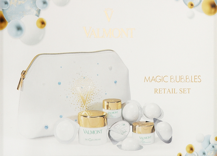 Набор - Valmont Magic Bubbles Retail Set (cr/45ml + mask/6x10ml + mask/15ml + eye/cr/5ml + pouch) — фото N1