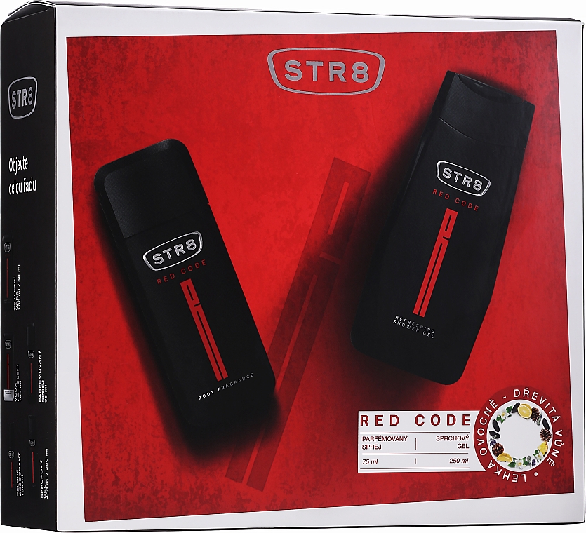 STR8 Red Code - Набор (sh/gel/250ml + deo/spray/75ml) — фото N1