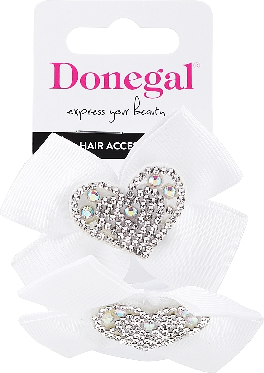 Резинки для волос, белые с бантиками, 6 шт - Donegal — фото N1