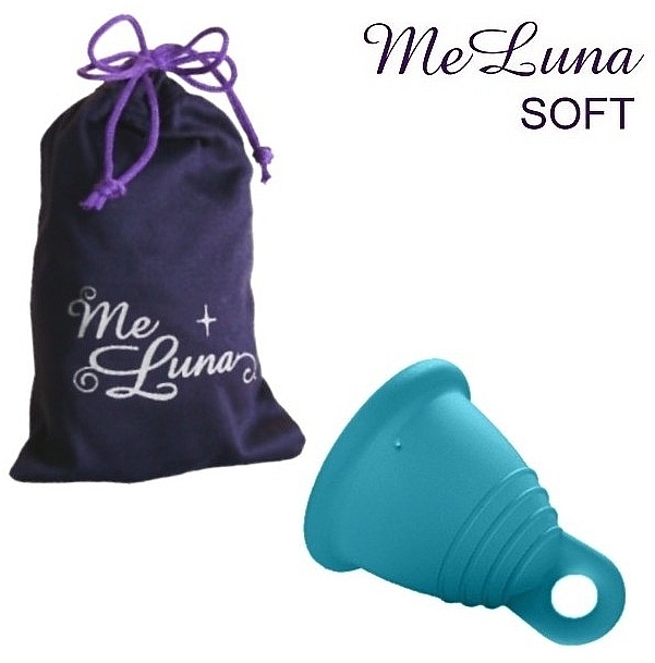 Менструальна чаша з петлею, розмір XL, морська хвиля - MeLuna Soft Shorty Menstrual Cup Ring — фото N1