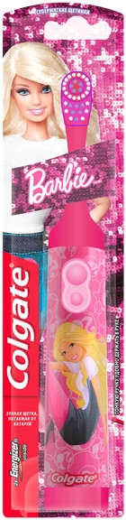 Дитяча електрична зубна щітка, суперм'яка, Barbie, фіолетова - Colgate — фото N1