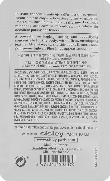 Концентрированный крем для упругости кожи тела - Sisleya L'Integral Anti-Age Concentrated Firming Body Cream (пробник) — фото N2