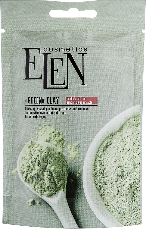 Зелена глина з екстрактом лопуха і арніки - Elen Cosmetics