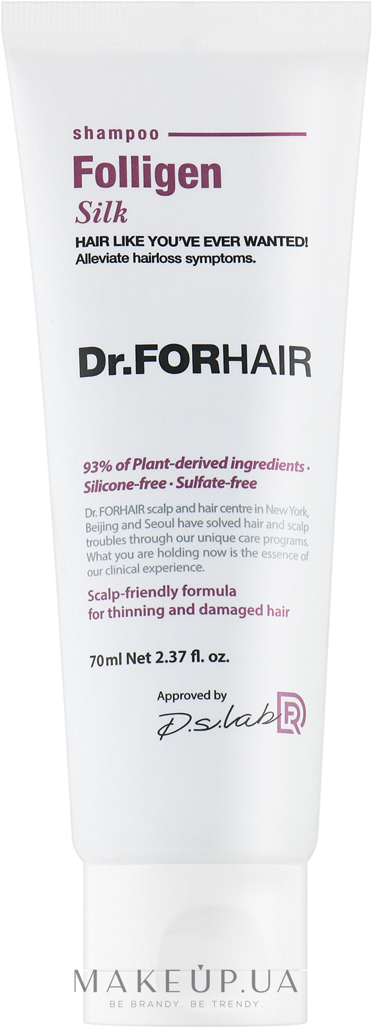 Шампунь для поврежденных волос - Dr.FORHAIR Folligen Silk Shampoo (мини) — фото 70ml