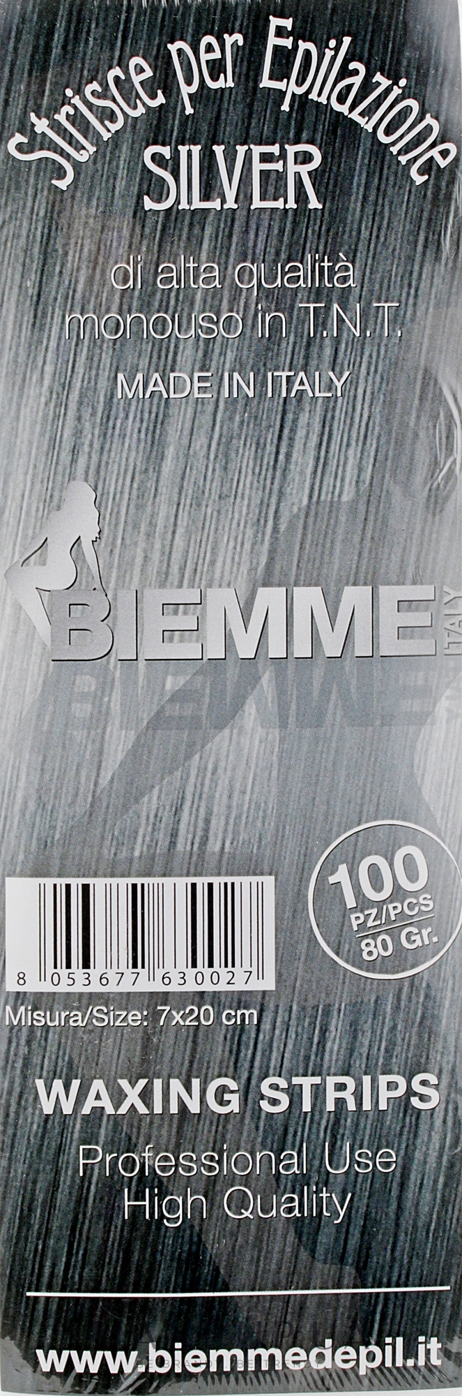 Папір для депіляції нарізний, в упаковці, 100 шт. - Biemme Silver Waxing Strips — фото 100шт